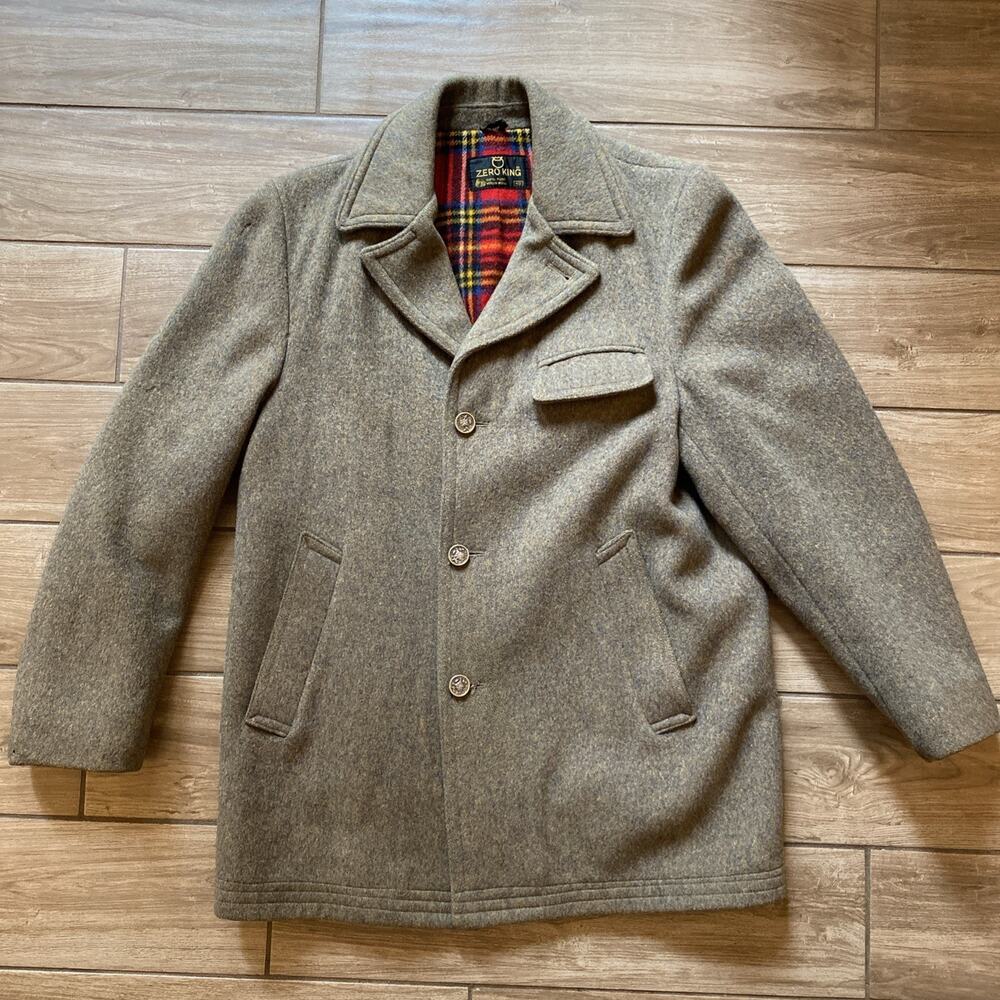 Vintage 1970s Zero King Brown 100% Wool Overcoat Men's Size 40
